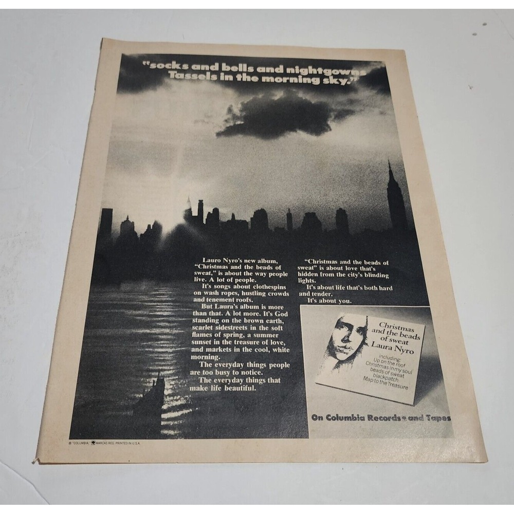 Vintage Print Ad Laura Nyro Christmas and the beads of sweat April 1971 clipping